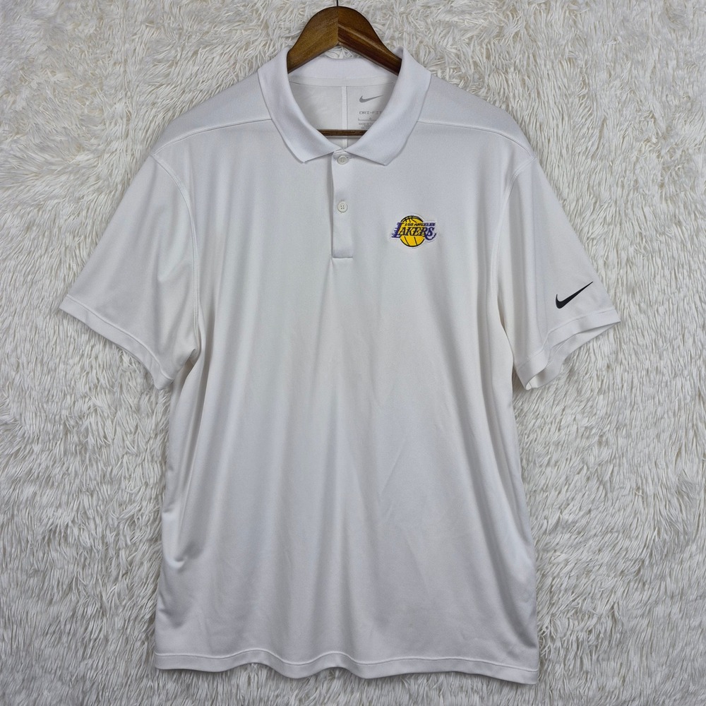 Nike Los Angeles Lakers 2025 Dri-FIT Victory Polo Shirt White Mens L DH0824-100